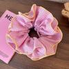 INS Ballet Style Contrast Color Plaid Ruffle Edge Elastic Hair Bands Women Sweet Korean Hair Scrunchies 4 Layered Large Headband