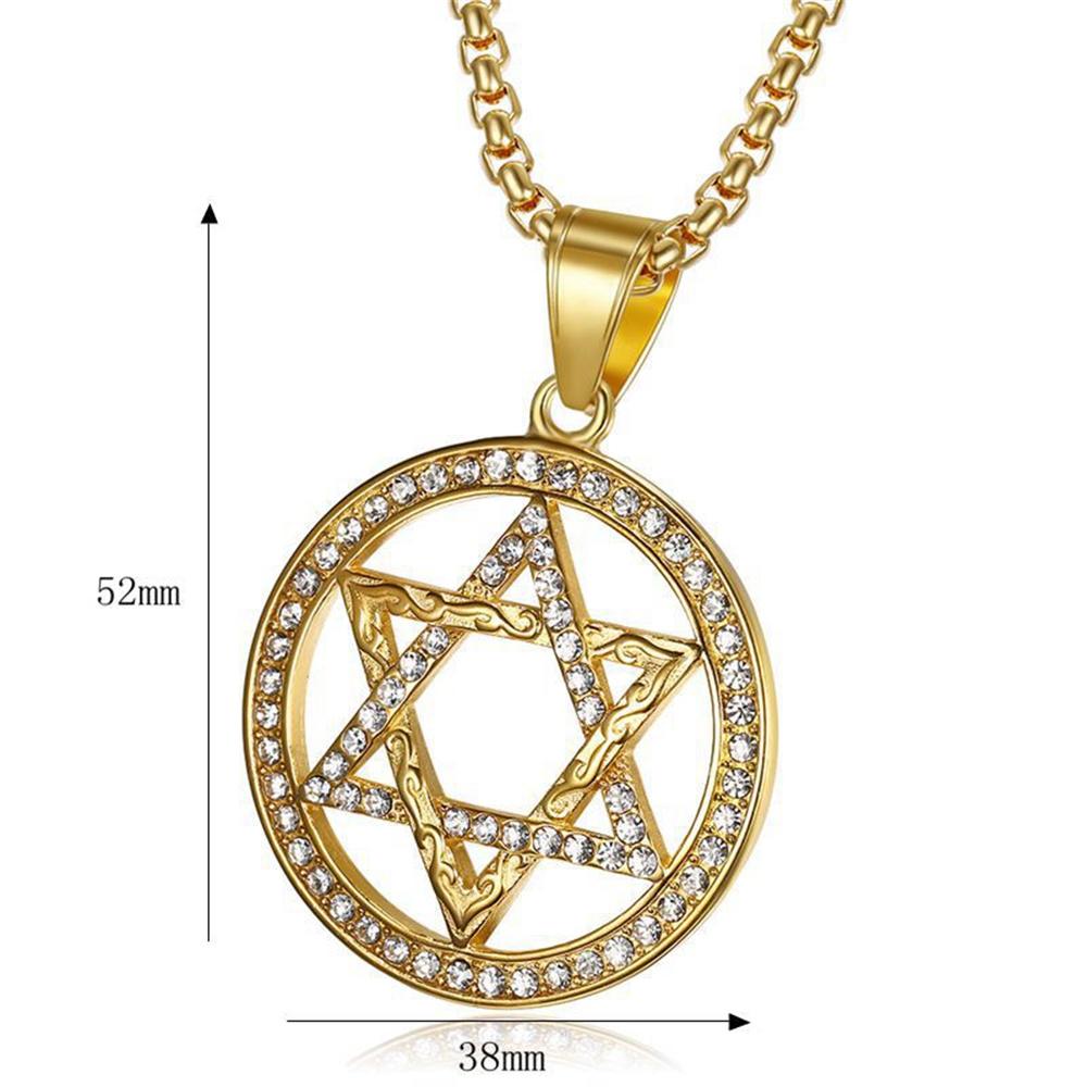 

Je Star of David Pendant Necklaces Male Gold Color Stainless Steel Hexagram Necklace for Men/Women Jewelry Birthday Gift 50cm
