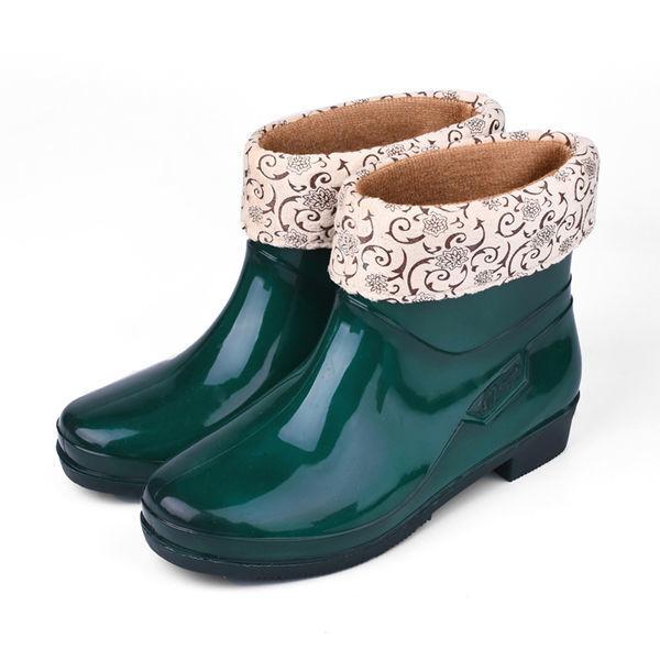 Feerldi Purple Women Waterproof boots Low Heels Colorful Polka Dot Rain boots for women Plush Warm Water Shoes