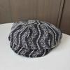 Handmade button bow beret women's plaid face small cloud hat retro versatile literary painter hat