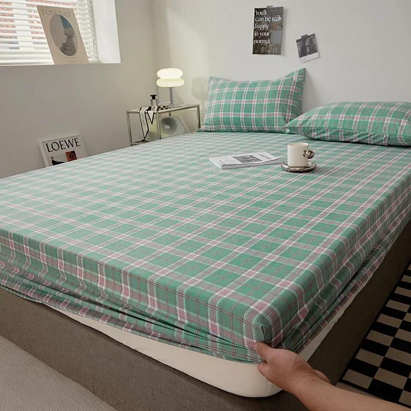 Cotton Fitted Sheet with Elastic Band Non Slip Adjustable Mattress Cover Suitable for King Size Bed Bedding Sheets for Bed
