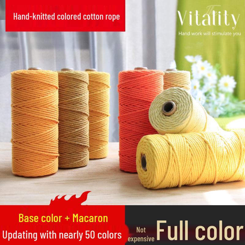 Handmade Colored Cotton Twine Rope for DIY Weaving Crafts and Hanging Tags лимонно-желтый