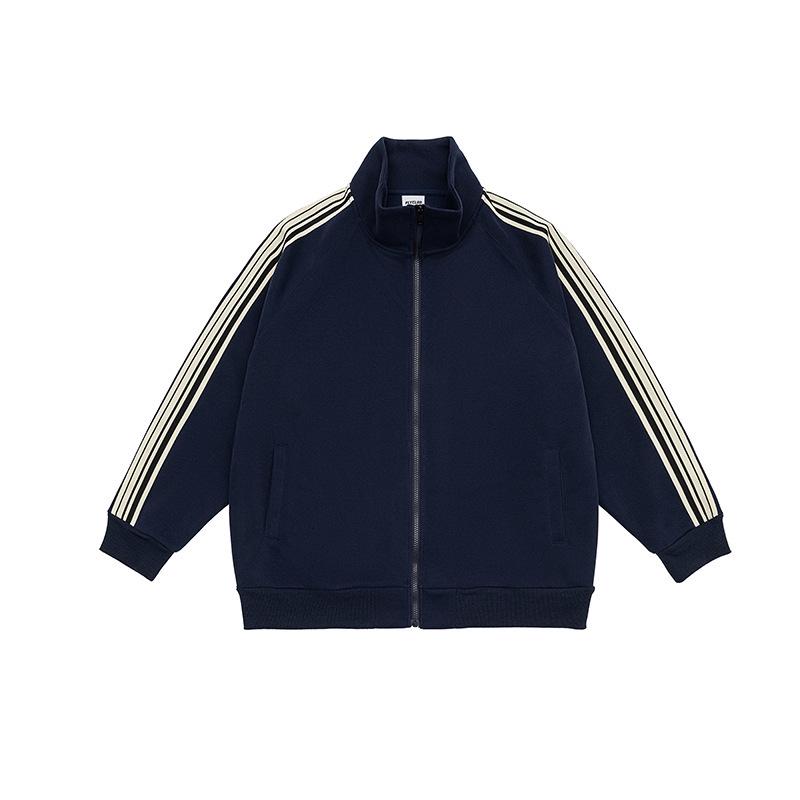 An Yang 2024 Men's Striped Stand Collar Jacket - Trendy Zipper Cardigan Hoodie