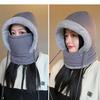 Women's Cycling Warmth Lei Feng Hat In Winter Thickened Velvet Windproof Cold Scarf Head Cover Integrated Hat Two Piece Set