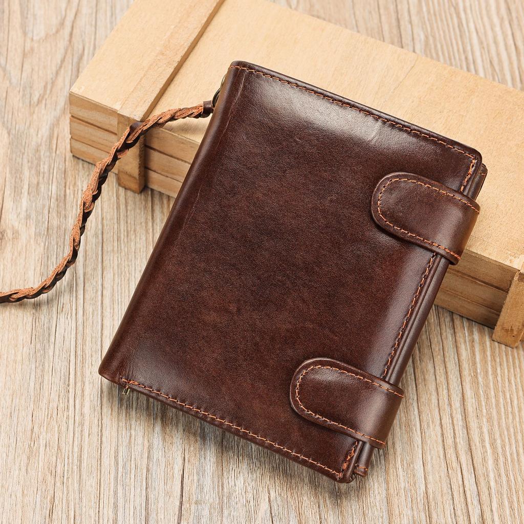 Top-grain Cowhide Wallet Large-capacity Oil Wax Leather Genuine Leather Wallet Wallet for Men