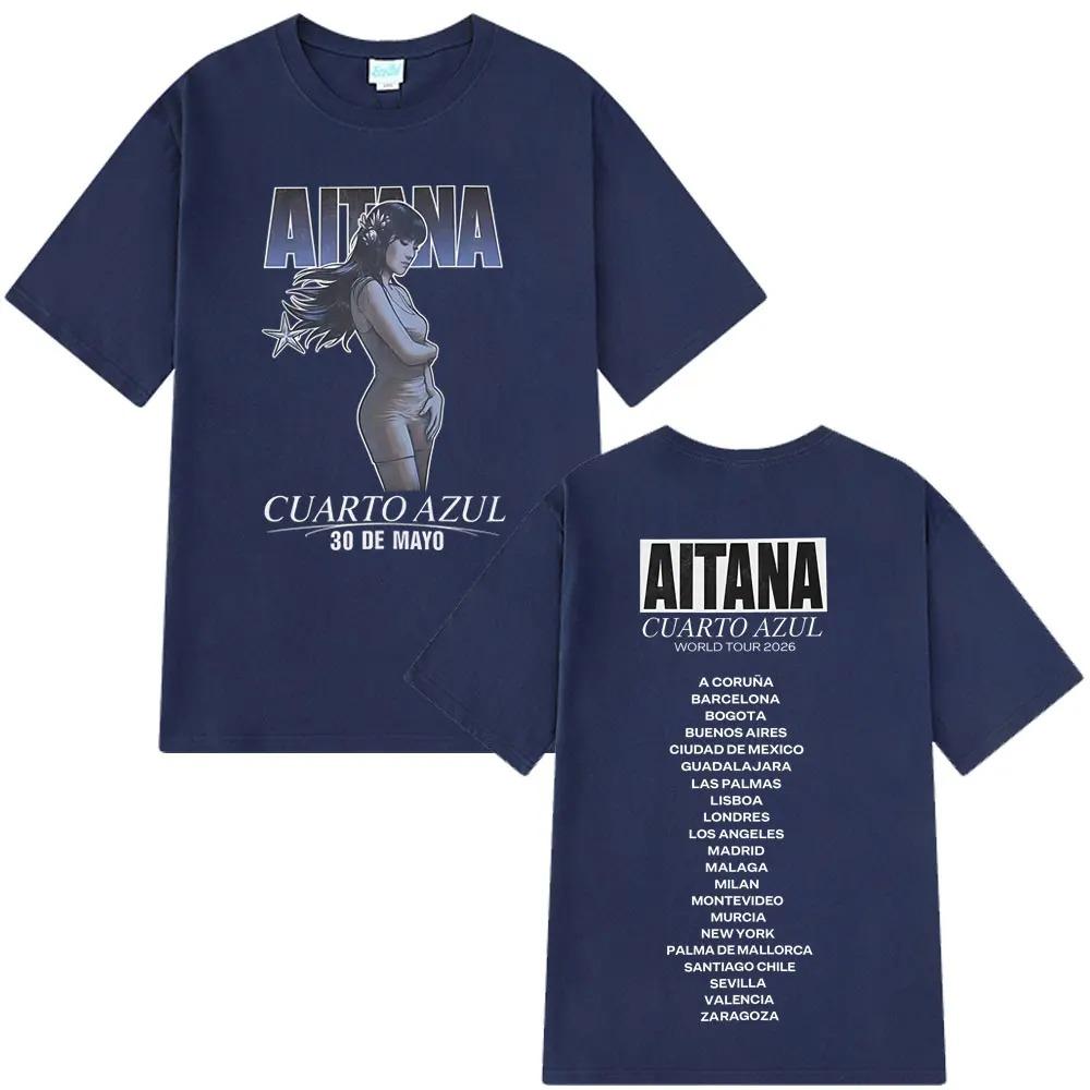 Aitanas Cuarto Azul Album TShirt Unisexs Fashion Short Sleeve Summer Cotton Harajuku Style Crew Neck Loose Tee Fan Gift