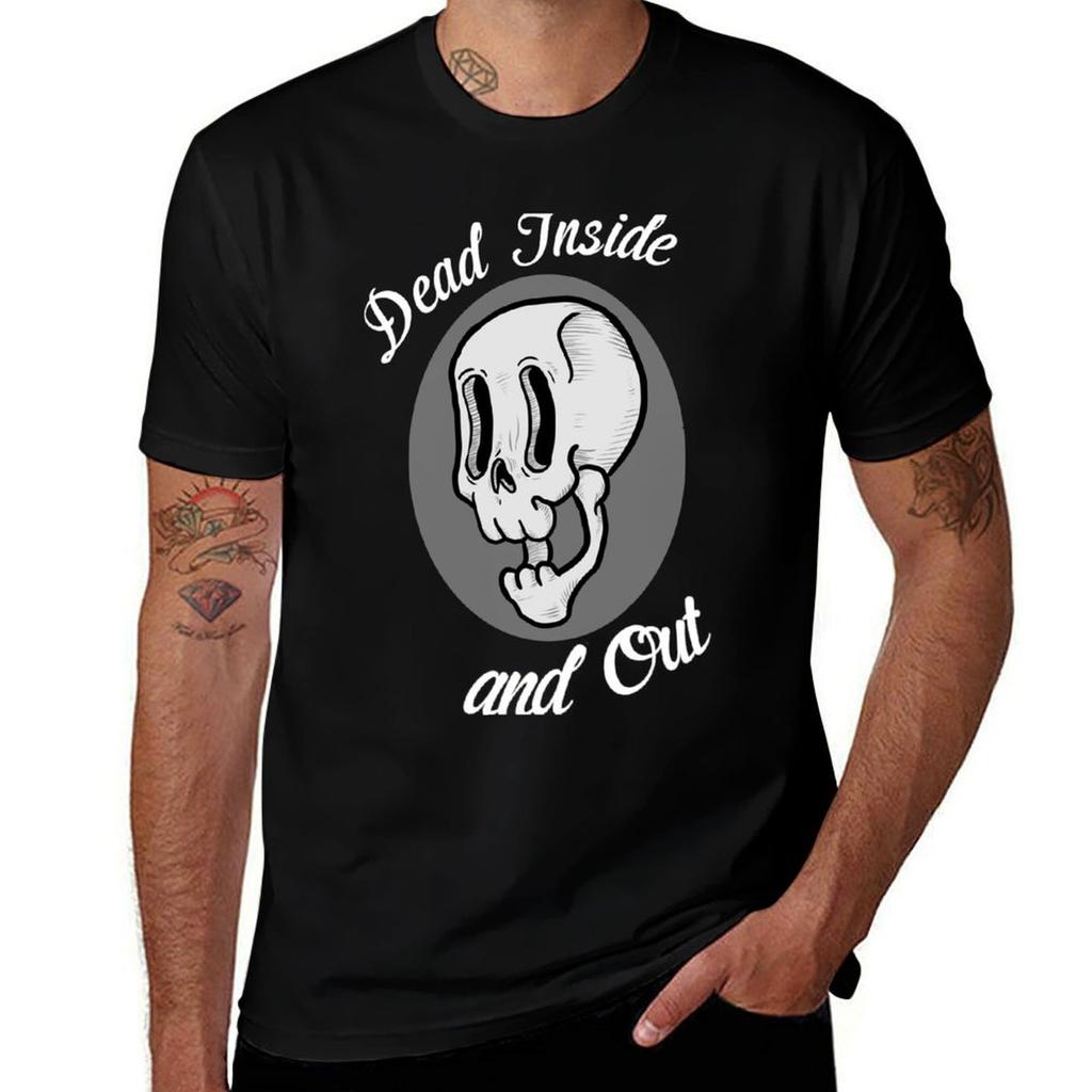 Dead Inside And Out Black Tshirt Basic Crew Neck Short Sleeve Top Tshirt