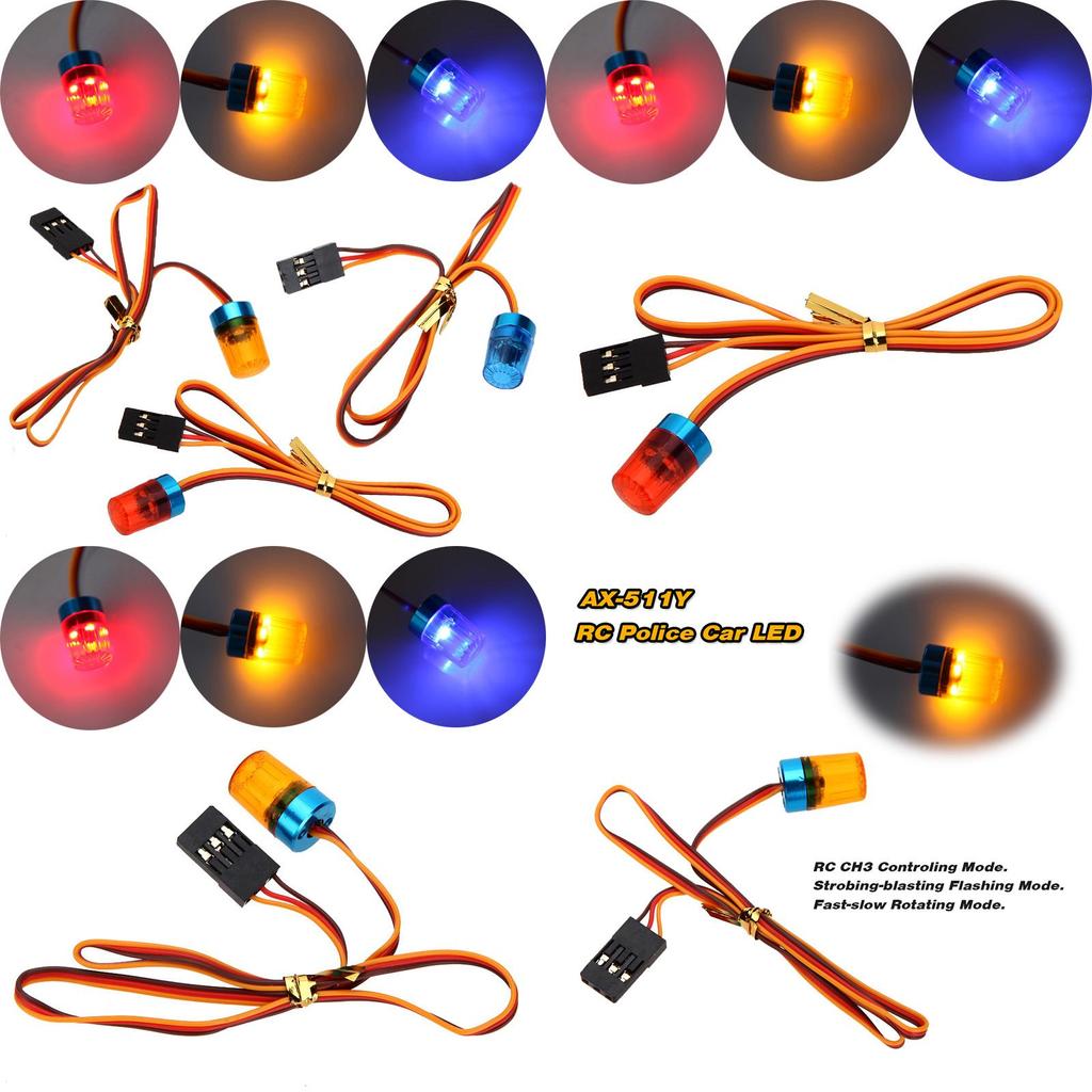 Faszinierendes 3-Farben-Blinkendes Rotierendes LED-Licht für 1/10 RC-Modellautos mit Aluminiumlegierungsbasis