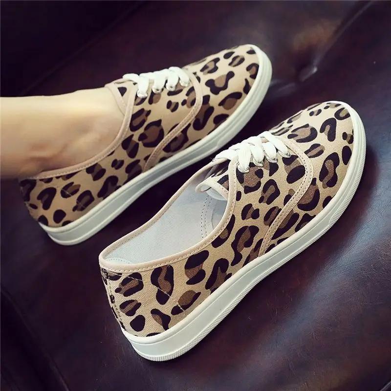 Fashion Leopard Print Canvas Shoes for Women Cheap Fashion 2025 High Quality Aesthetic Light Walking Designer Luxury 39 Woman Footwear