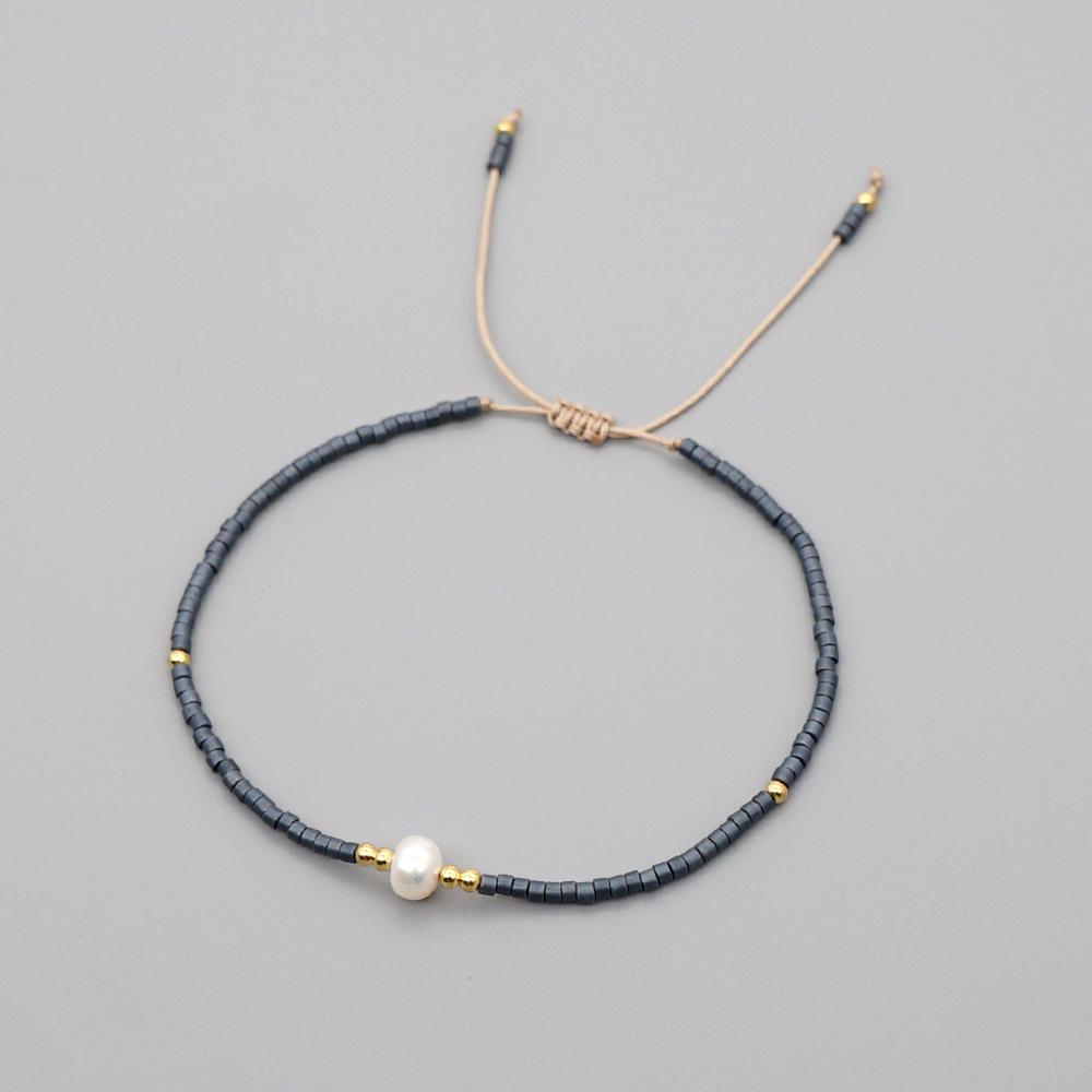 Retro Colorful Seed Bead & Faux Pearl Adjustable Bracelet - Trendy Hand-woven Jewelry for Women