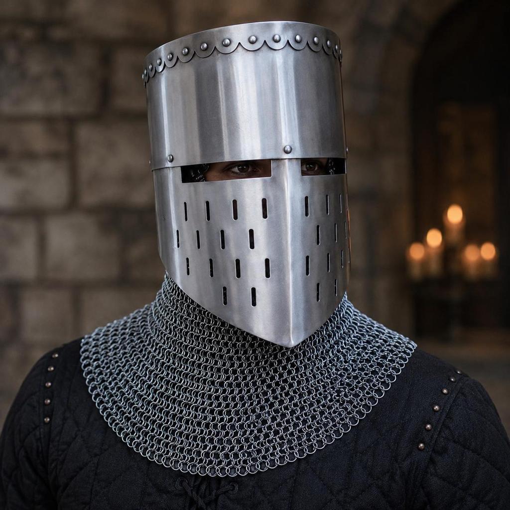 Medieval Crusader Knight Cosplay Helmet Costume for LARP Renaissance Events