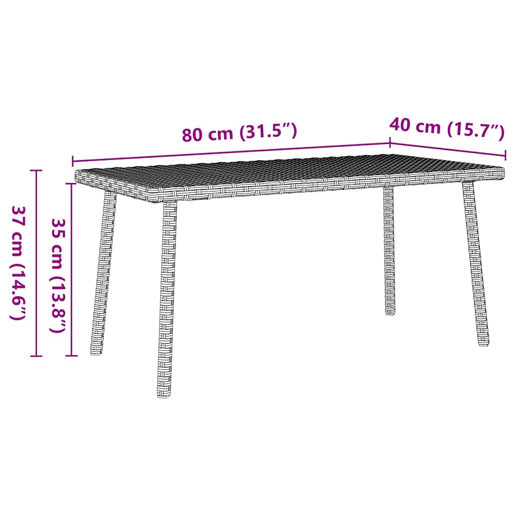 Rectangular Garden Coffee Table Light Gray 80X40X37 Cm