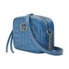 Gucci GG Marmont distressed Marmont silver logo vertical stripe twill quilted chain leather camera bag crossbody bag shoulder bag mini women's blue
