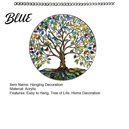 Acrylic Window Sun Catcher Tree of Life Round Hanging Sign Stained Glass Suncatcher Decoration Decoration Wall Ornament for Indoor Outdoor
