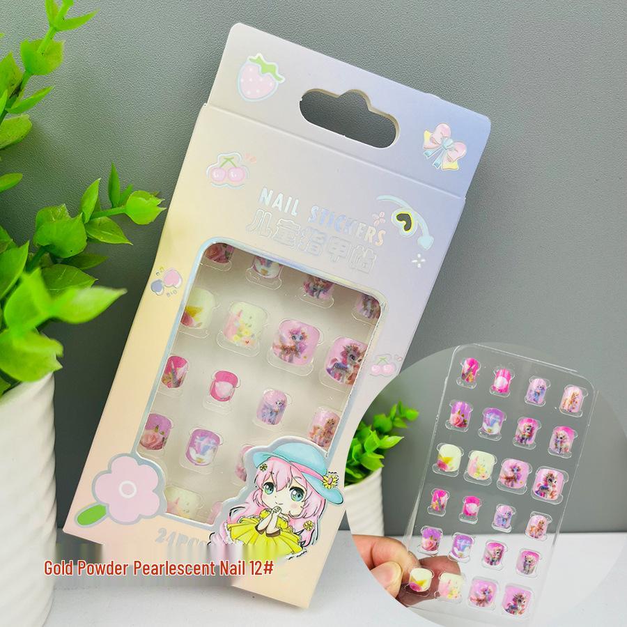 Children's Wearable Custom Nail Stickers - Cute European & American Jelly Glue Fingernail Tips