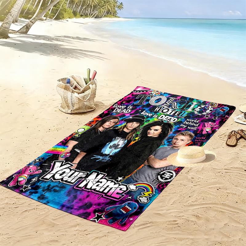 Name Custom TH Band Print Beach Towel, Large Soft Quick Dry Towel for Beach Camping Swimming