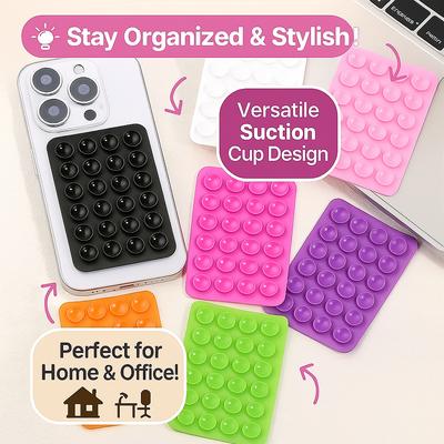24 Silicone Suction Cups Phone Holder, Multi-Functional Square Phone Pad, Universal Silicone Suction Sticker