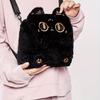 Cute Cartoon Cat Embroidered Plush Backpack - Fashionable Crossbody Bag with Zip Closure for Women