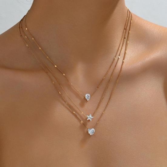 Women Necklace Three-layer Hip Hop Style Adjustable with Extended Length Hollow Chain Round Pendant Lady Clavicle Necklace Neck Jewelry