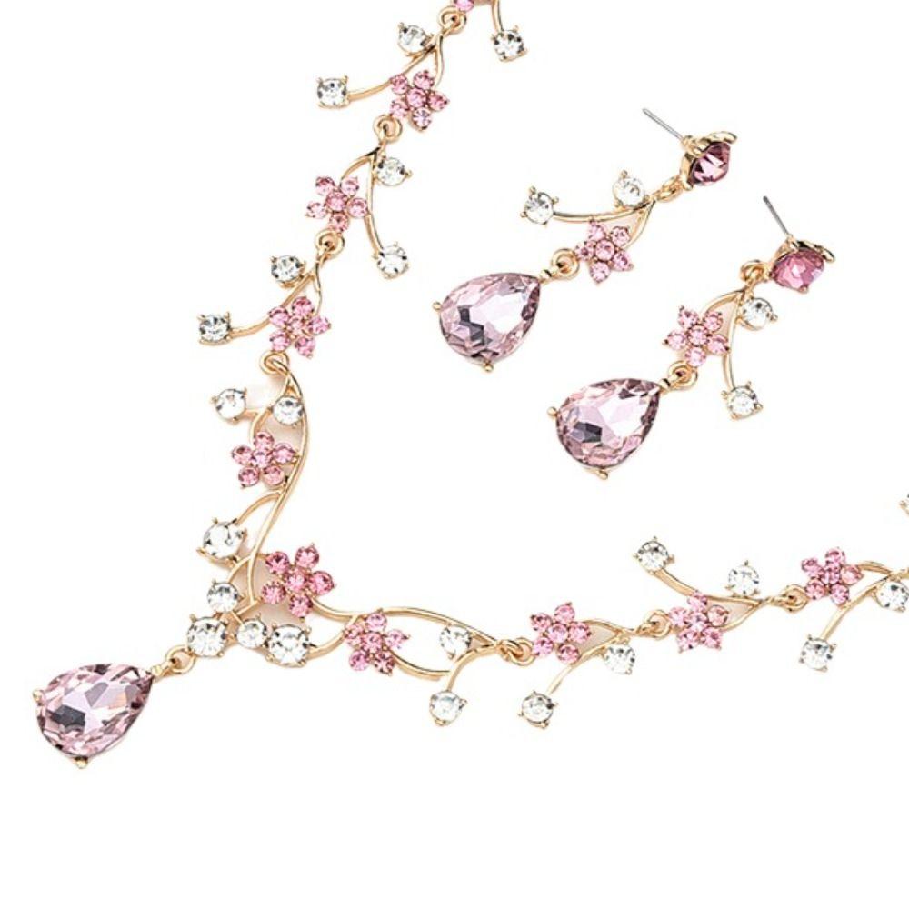 Shiny Exquisite Jewelry Sets Rhinestone Choker Necklace Earring Set  Wedding Engagement