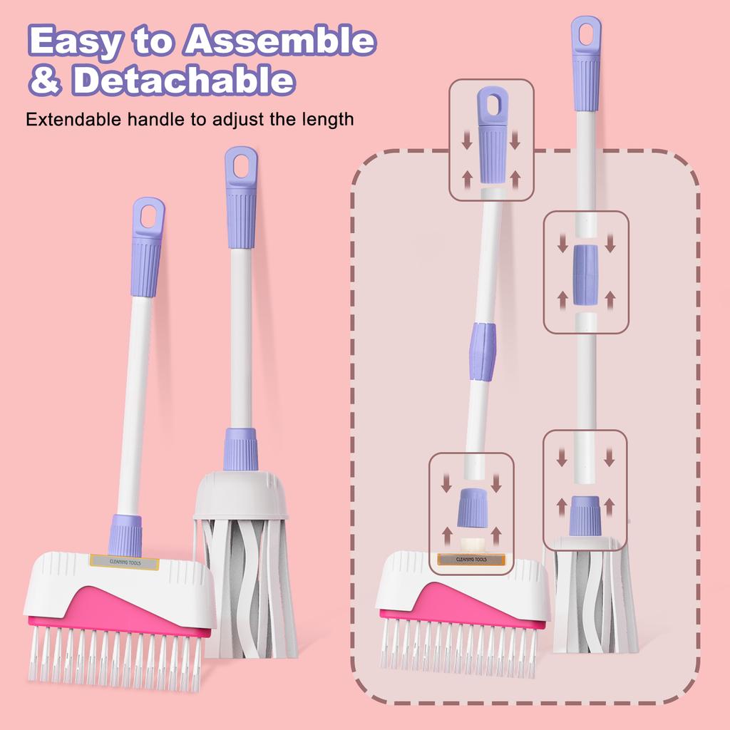 Premium-Quality 12Pcs/Set Youngsters High-Standard Cleaning Collection Kit Superior-Grade With Top-Grade Handcart Top-Grade Simulated Top-Grade
