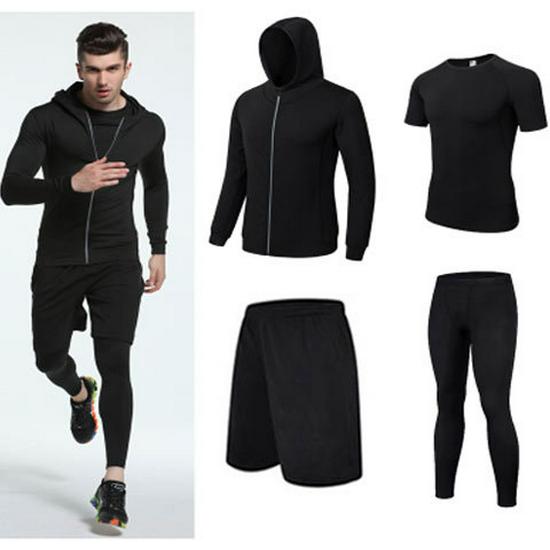 Men's Quick-Dry Basketball Compression Sportswear Set - 3 or 4 Pieces for Autumn/Winter Running