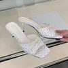 Fashion Fashion Butterfly-Knot Women Thin Heels Pumps Slides Shoes Female Square Toe Footwear Sexy Ladies High Heels Shoes Sandals