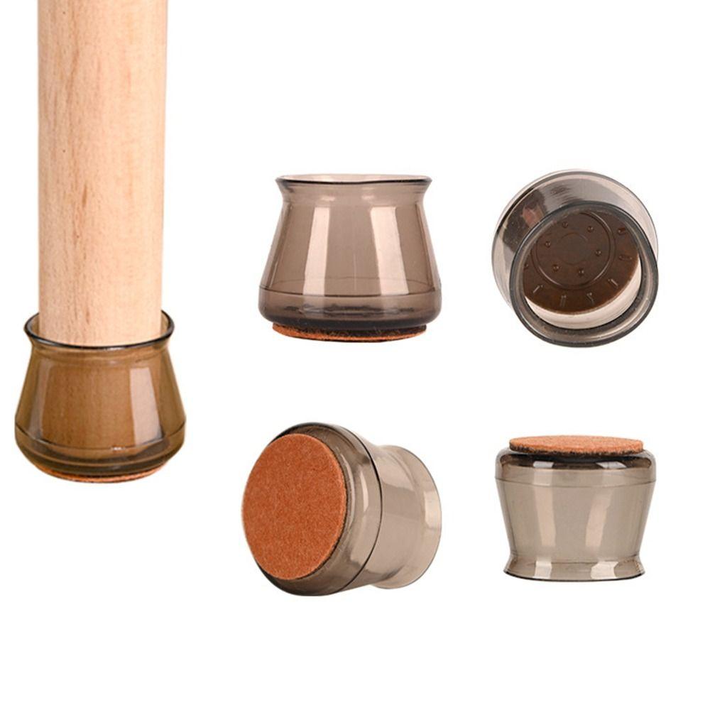 8pcs Silent Silicone Chair Feet Cover Round Rubber Chair Leg Caps with Felt Non-Slip Floor Protectors Feet Cap Bottom