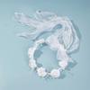 White Bridal Veil Mesh Flower Wreath Portable Marriage Headwear  Outdoor Wedding Guest