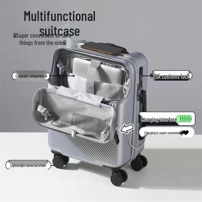 Front Opening Password Carry-On Suitcase for Female Students - Stylish and High-Value