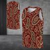 Men s Plus Size V Neck Sleeveless Tank Top Ethnic Geometric Printed Off White