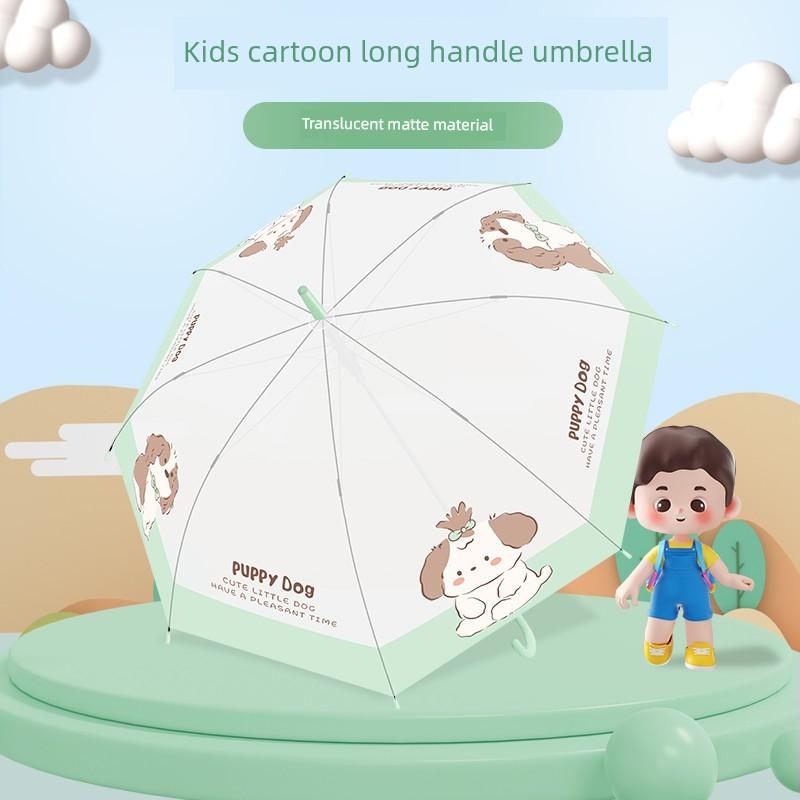 Children's Frosted Transparent Umbrella, Automatic Long-Handle Umbrella for Girls, Specifically Designed for Elementary School Students, Enlarged and