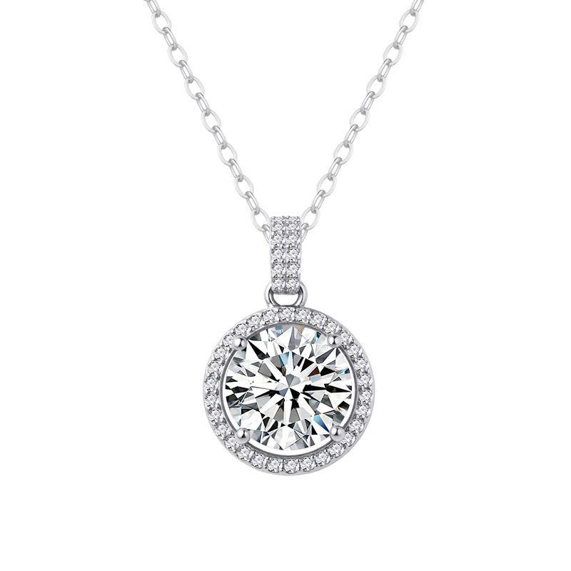 S925 Sterling Silver Moissanite Pendant Necklace for Women, Elegant and Versatile Clavicle Chain 925 Silver