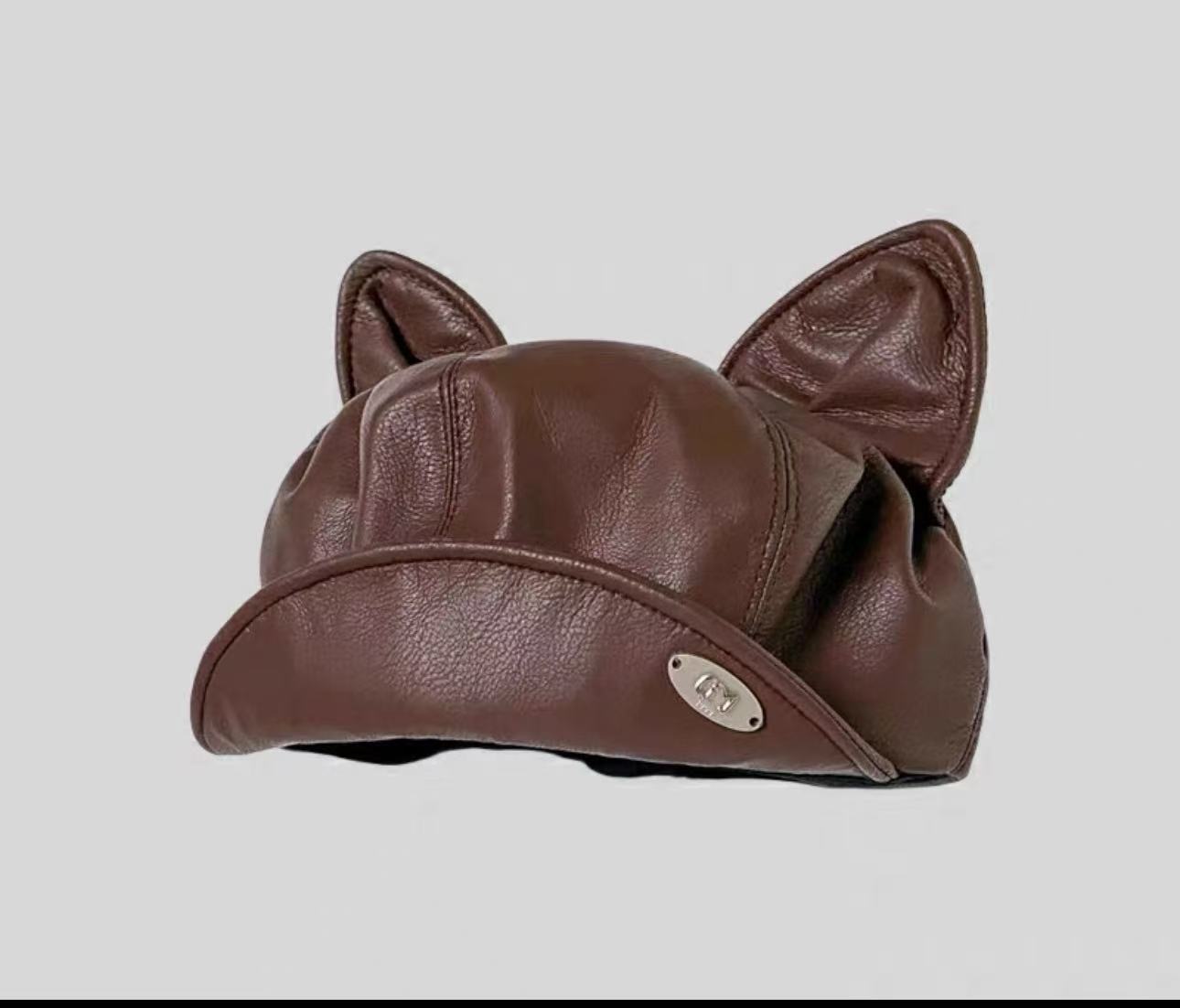 

Универсальная милая прохладная ветрозащитная восьмиугольная шляпа осенне-зимняя шляпа женская кошачьи ушки острая девчонка ветрозащитная кожаная утиный язык берет average size