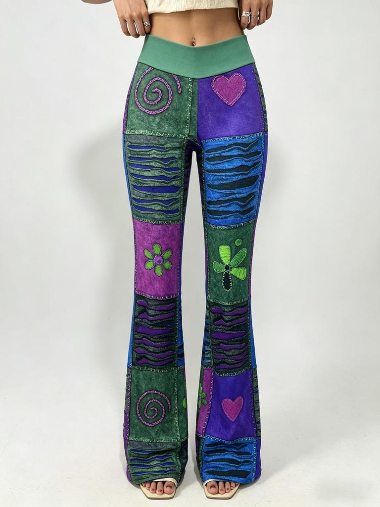 2026 Women's Ethnic Style Tie-Dye High-Waisted Retro Flare Pants
