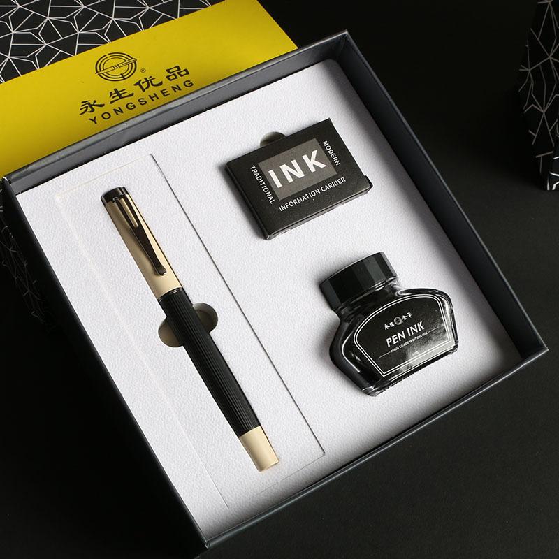 Business Gifts, Immortal Iridium Fountain Pen Gift Box, Copper Rod Brushed Pattern, Morandi Business Event Gift