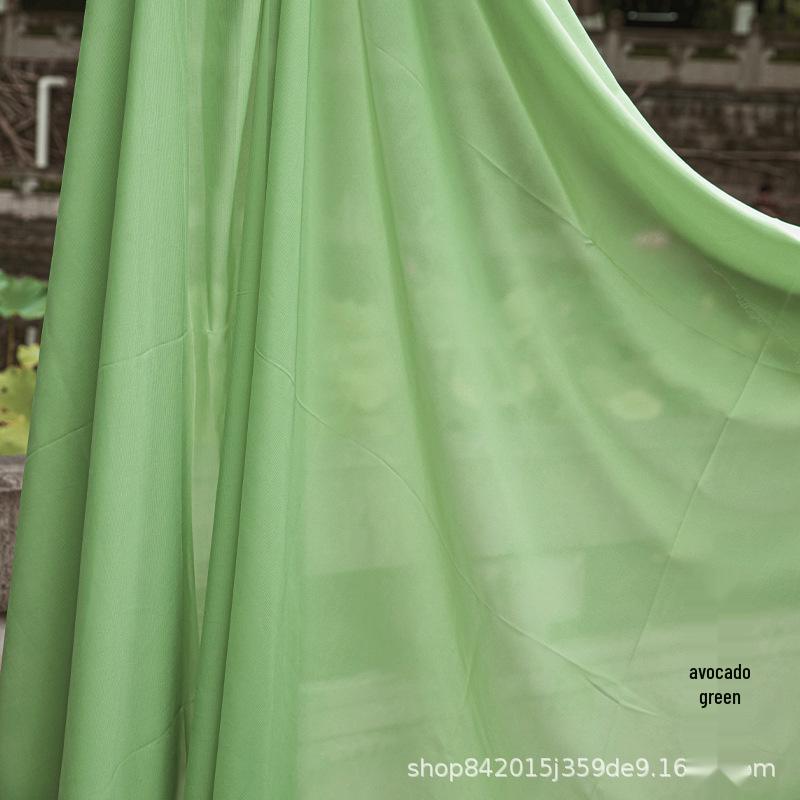 Avocado Green Semi-Transparent Chiffon Gauze Curtain - New Chinese Ancient Style for Courtyard Decoration 1m Length x 1.5m Width/Continuous Length