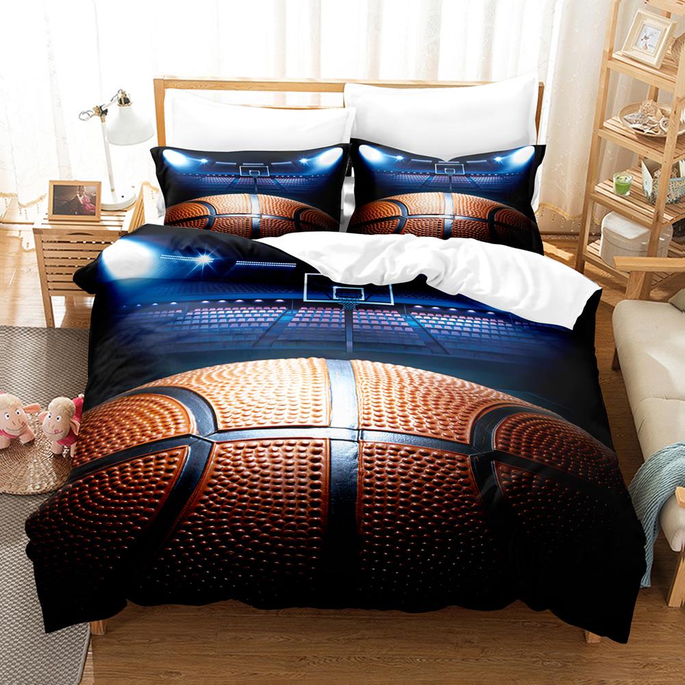 Basketball Duvet Cover Set Queen,Sports Gaming Comforter Cover For Boys Girls,Black Graffiti Bedding Set Sports Bedspread Cover