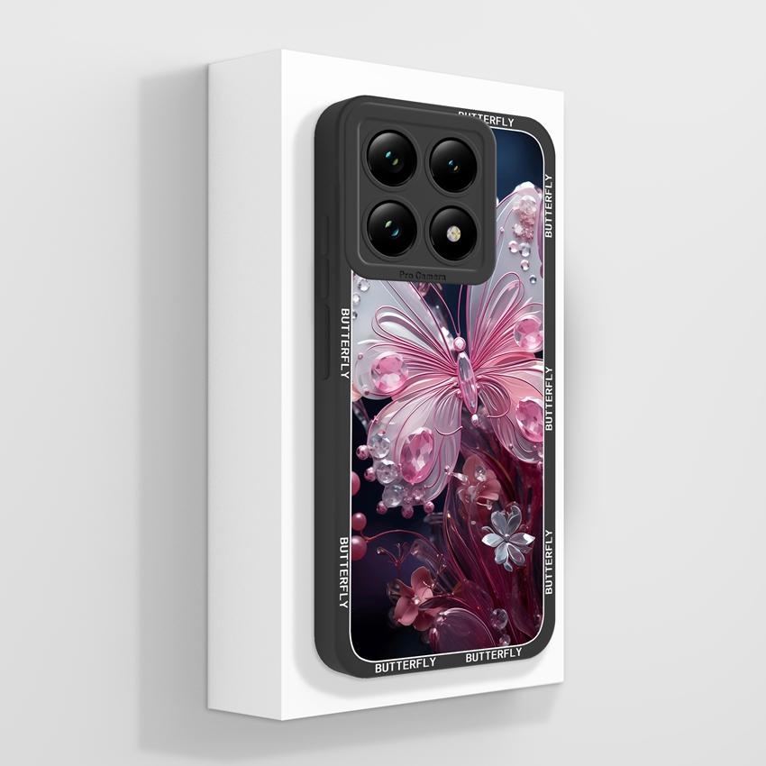 

Для Xiaomi 14T 12T 12S 13 15 Pro Ultra Lite Чехол для телефона Красивый фиолетовый узор с сердечками Любви Жидкий силикон Противоударный Защитный чехол Для Xiaomi Накладка Xiaomi 14T 5G