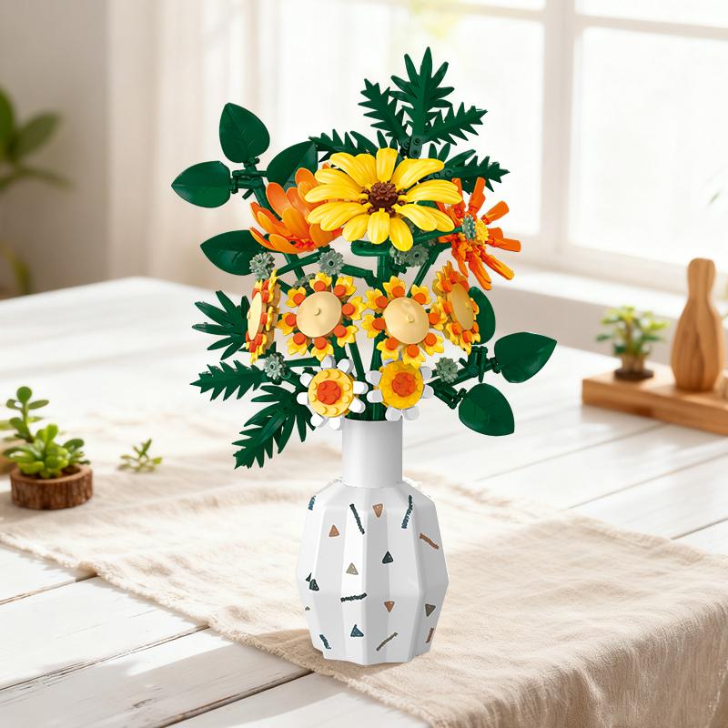 Sunflower & Anna Daisy Bouquet Building block everlasting flower living room decoration toy Valentine's Day and Christmas gift