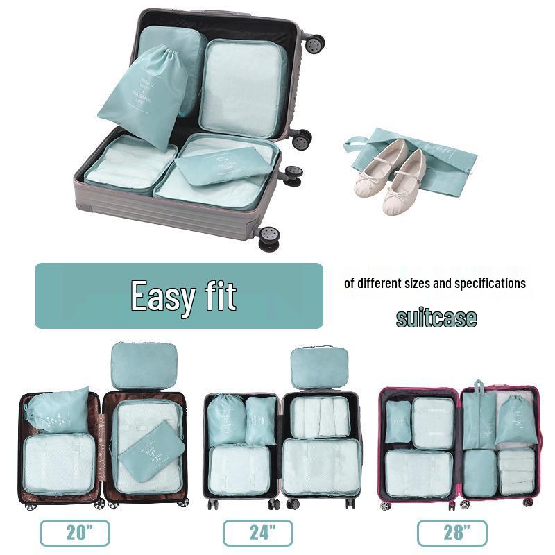 Twill 8-piece Multi-purpose Travel Storage Bag Set for Clothes & Toiletries