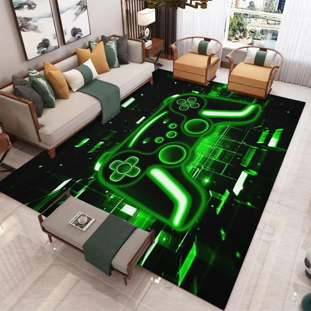 Gamer Gaming Area Rug  Lightnings Gamepad Rug Games Console Action Carpet Indoor Floor Sofa Rugs for Kids Bedroom Living Room