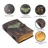 Luna Moth Leather Journal Handmade Vintage Notebook with Lock Witchy Women Gift