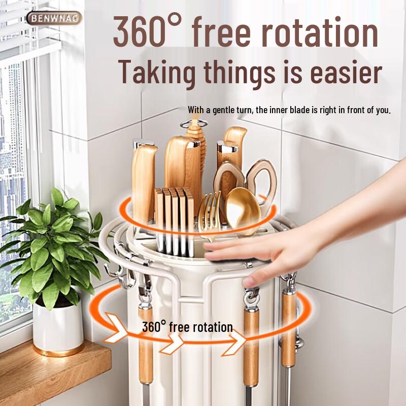 360° Rotating Kitchen Knife & Utensil Holder