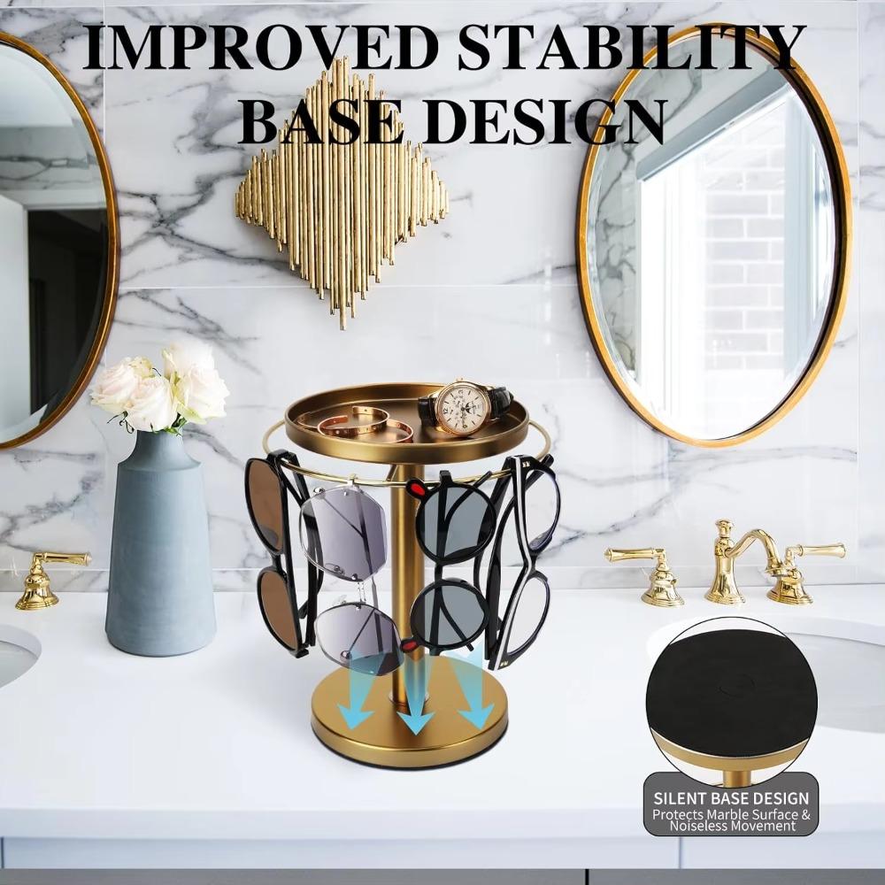 Stainless Steel Eyeglass Display Rack 360° Rotating Sunglasses Holder  for Dresser