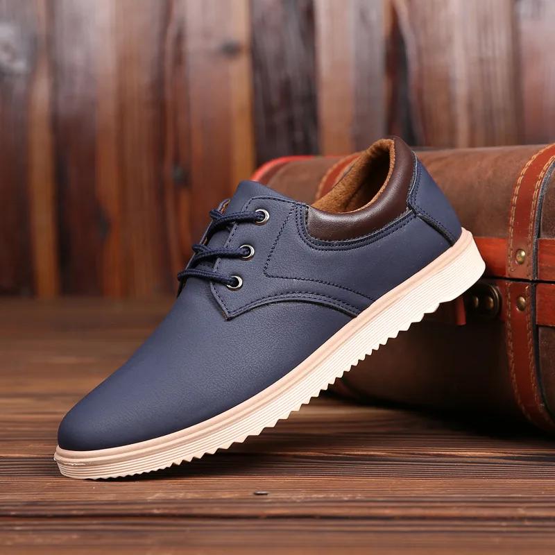 Fashion Men's Loafers Fashion PU Leather Casual Shoe Light Comfort Flats Lace Up Oxfords Driving Shoes for Men Sneaker Zapatillas Hombre