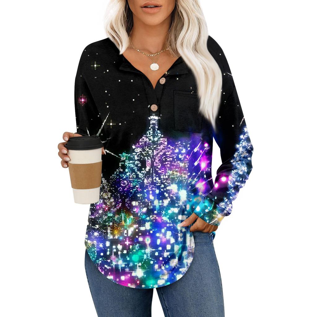 Women's Retro Printed Fashionable Long-sleeved Top