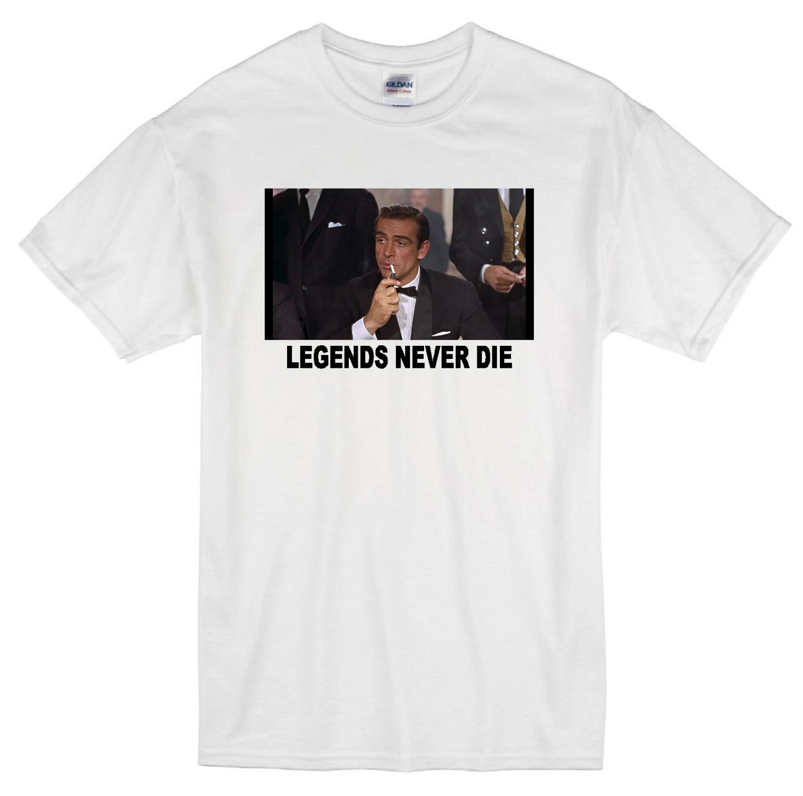 SEAN CONNERY  LEGENDS NEVER DIE  JAMES BOND 007 SPY MOVIE TUXEDO WHITE T-shirt L