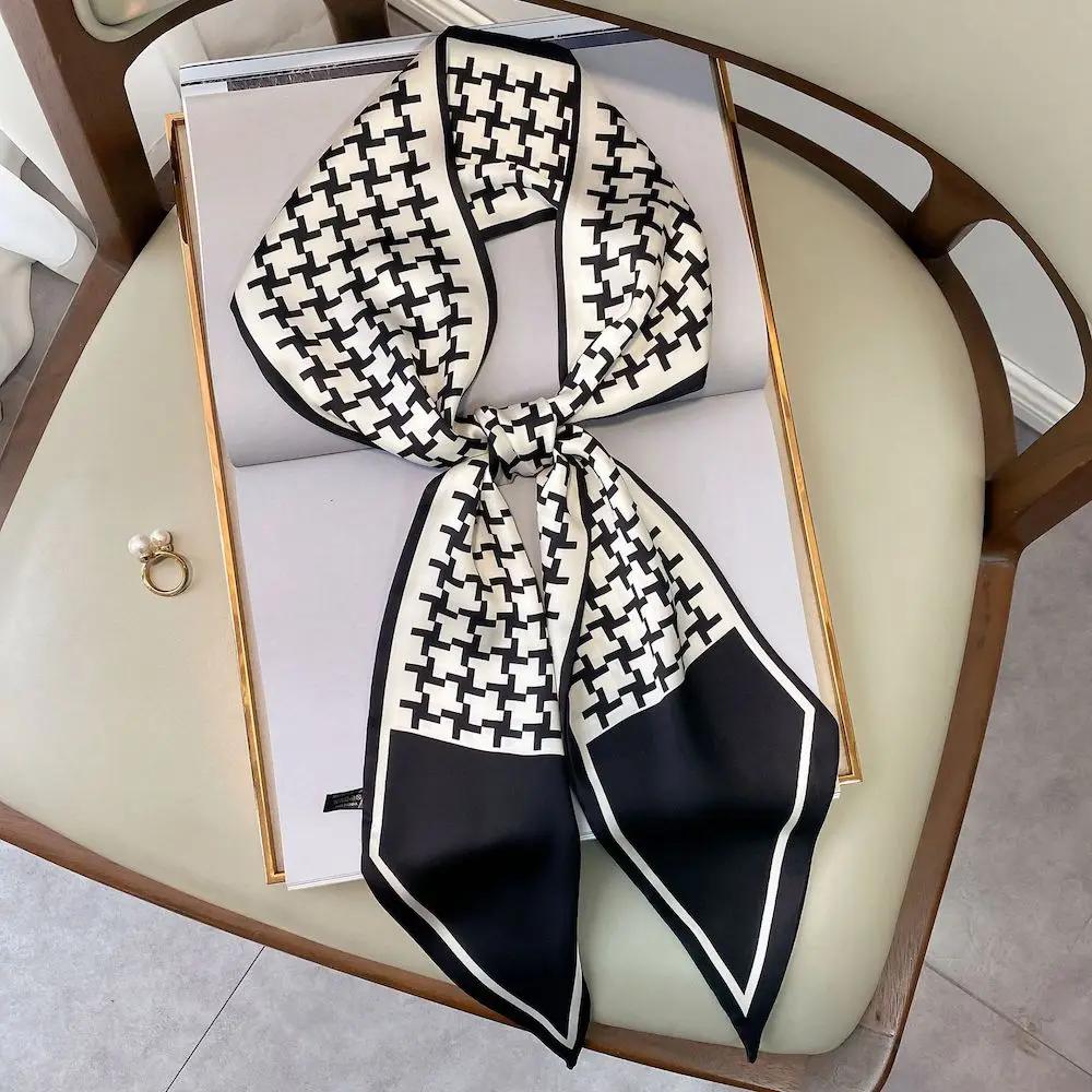 Long Silk Scarf Bag Tie Lady Neck Skinny Scarves Hairband Foulard Horse Print Brand Lady Neckerchief Ribbon  Spring New