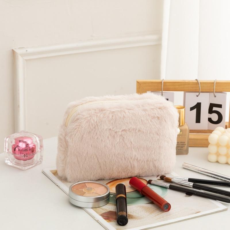 Ins Plush Makeup Bag Women Cosmetic Organizer Bags Cute Bear Travel Wash Bag Girl's Large Capacity Pencil Case Stationery Pouch